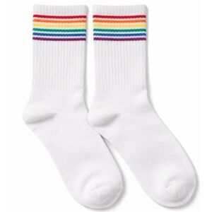 White Socks with Rainbow Stripes